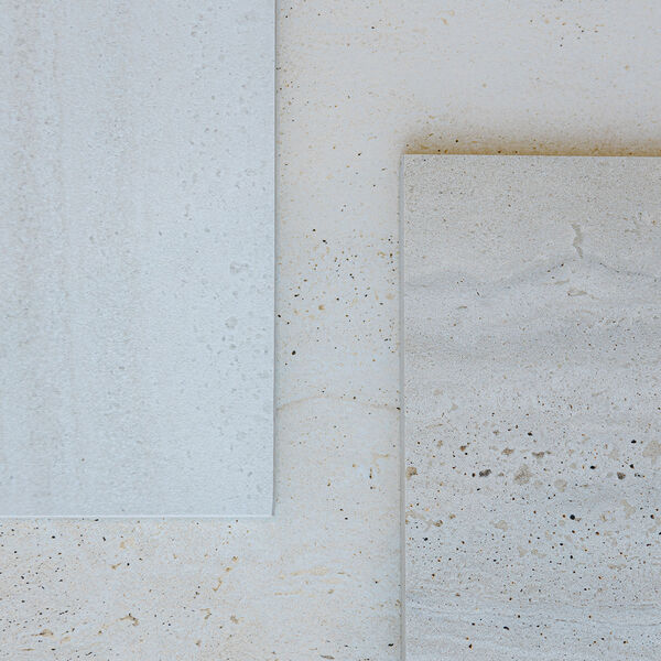 Photo de différents carrelages imitation pierre, travertin